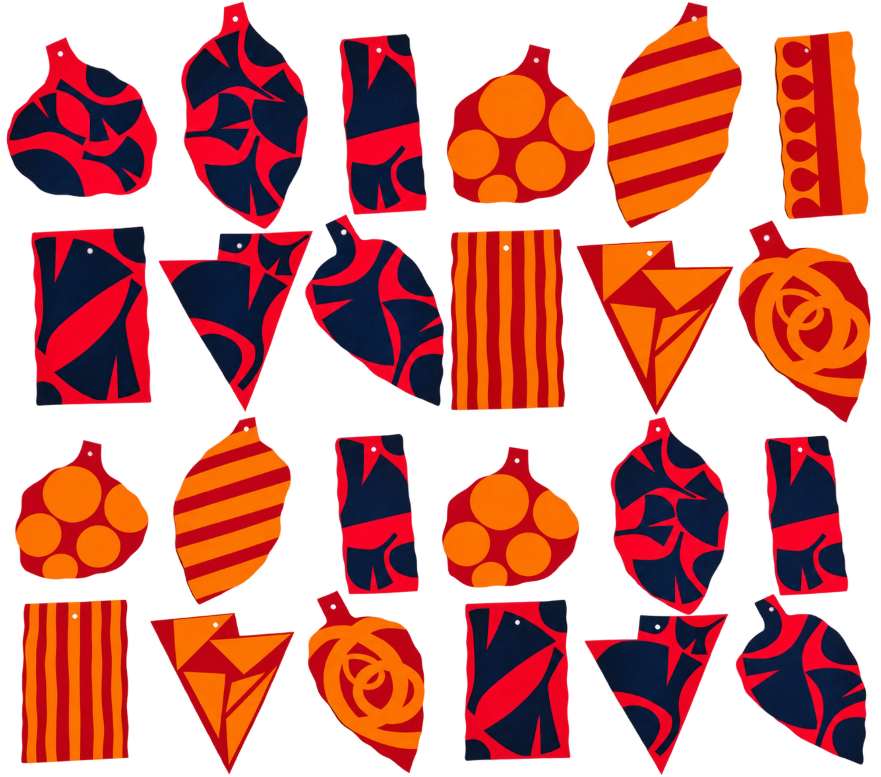 **Red & Orange** A bold red, orange and deep navy textile pattern celebrating energetic organic forms.